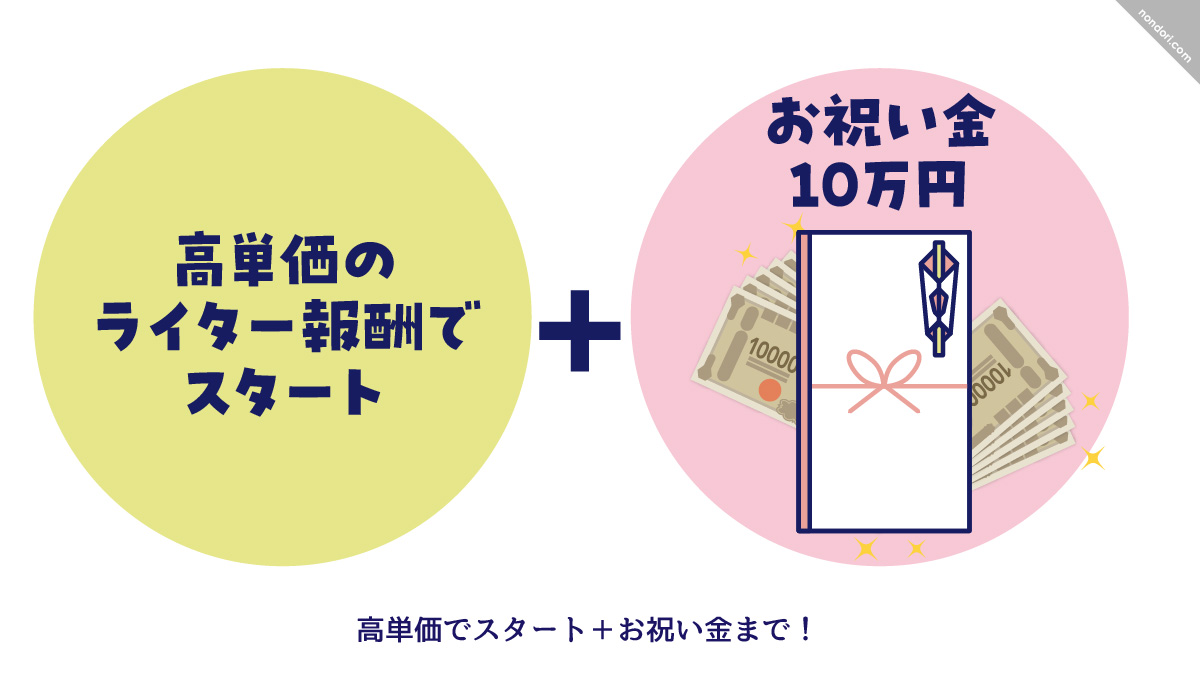 高単価スタート＆お祝い金10万円