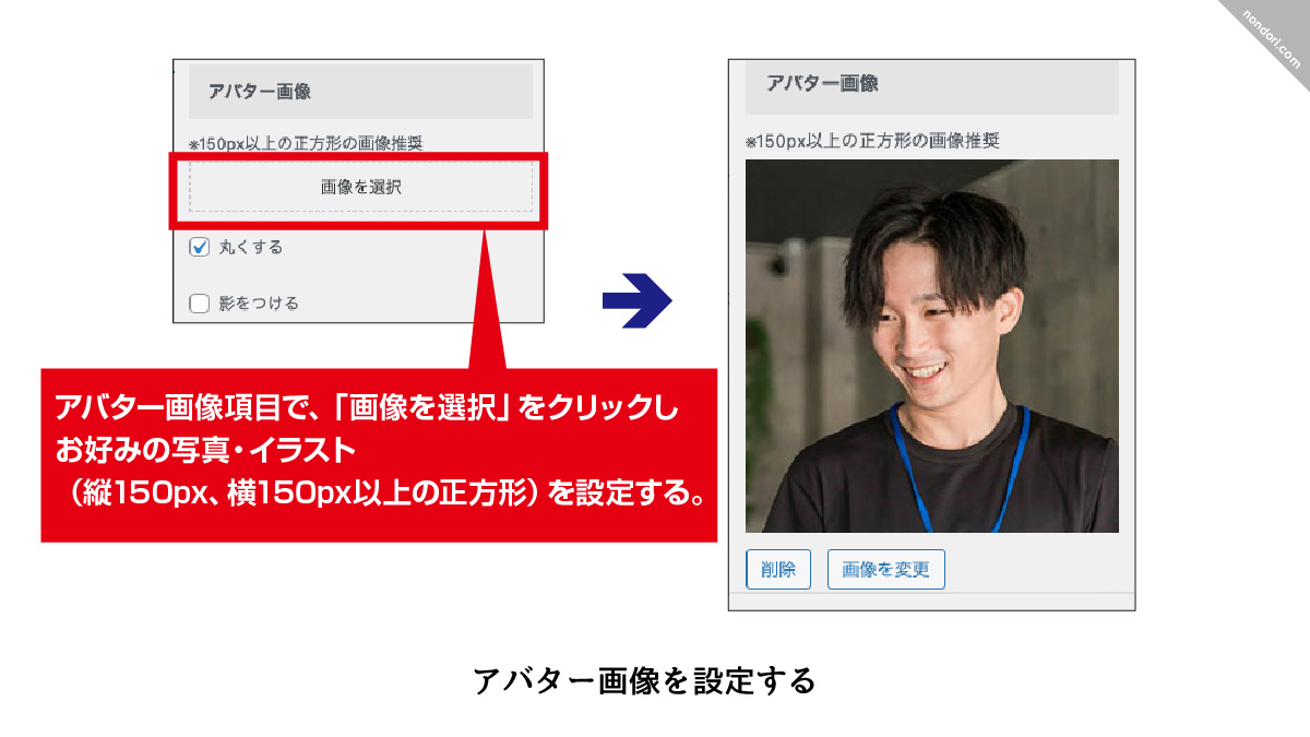 アバター画像を設定する