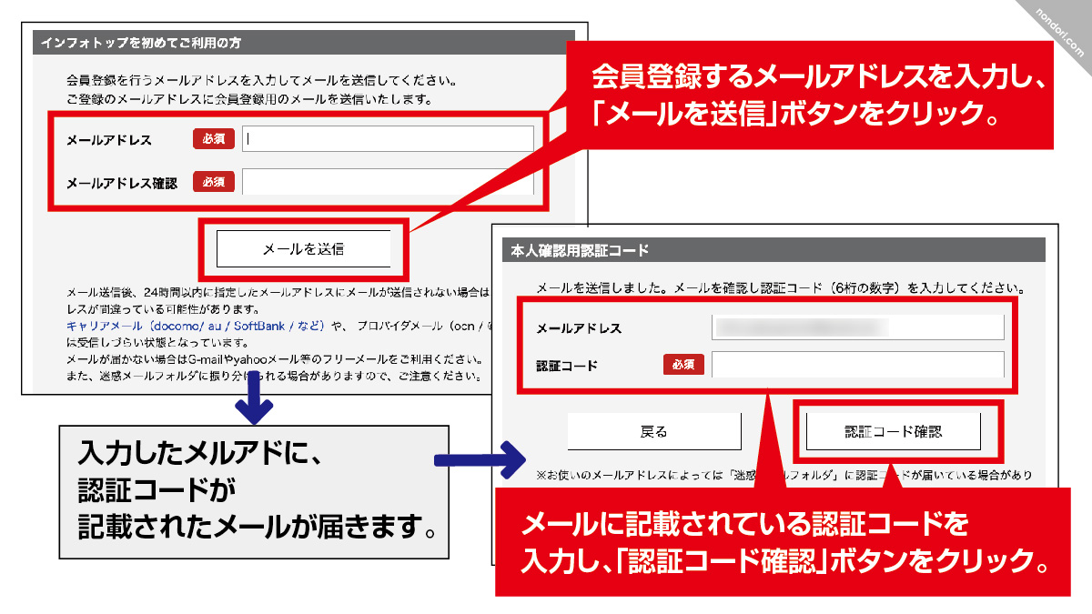 インフォトップ会員アカウントを登録2